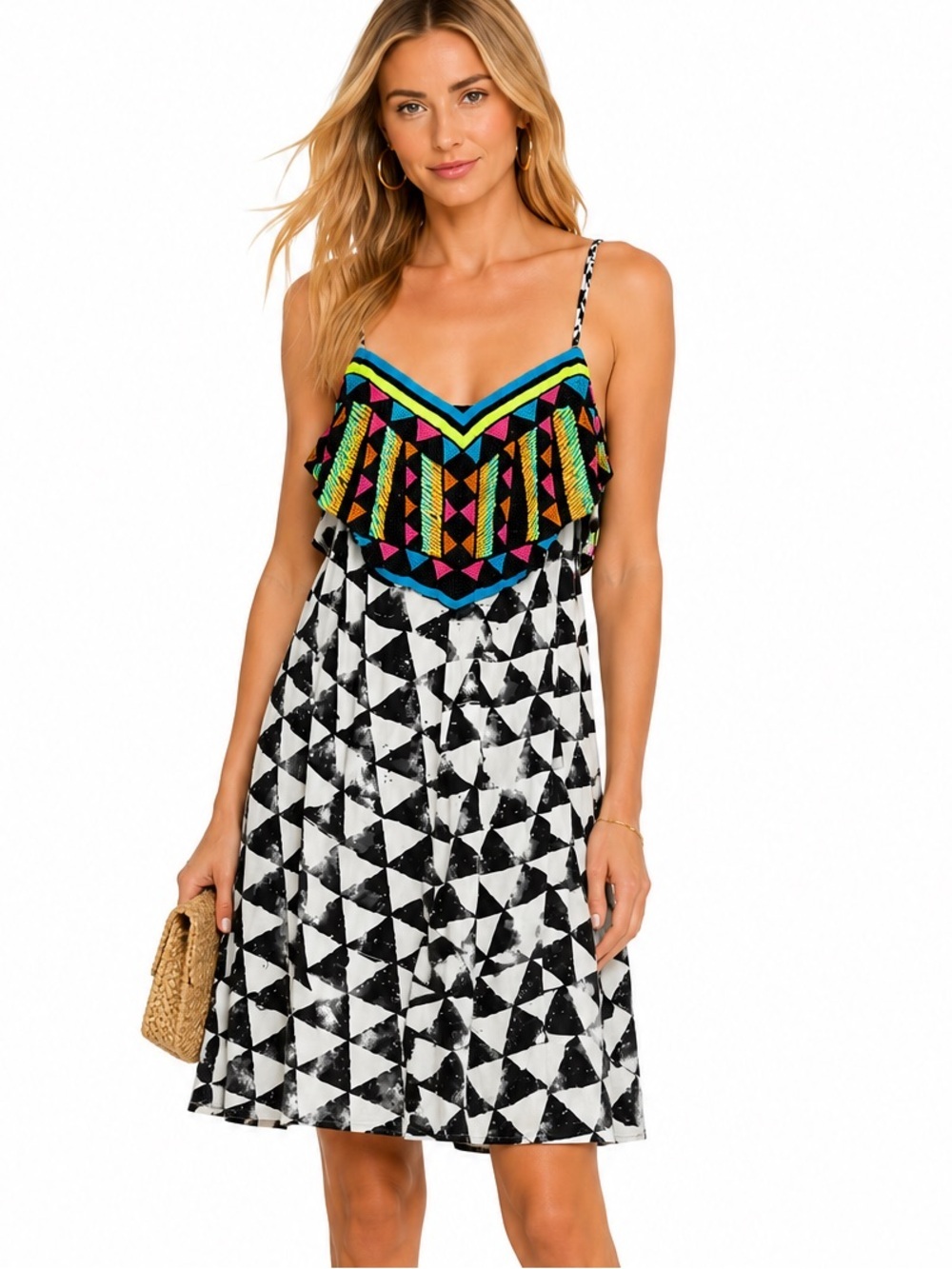 Mara Hoffman Beaded ALTA Mini Dress Beach Coverup Size S